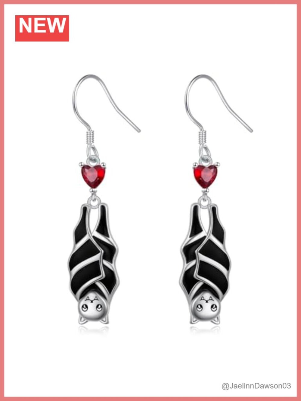 925 Sterling Silver Bat Dangle Drop Earrings Women Halloween Gift